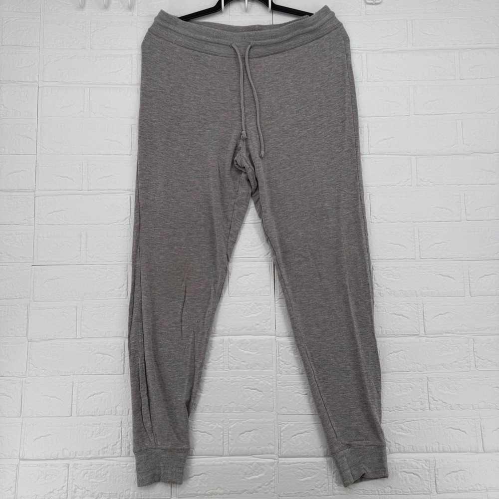 Black Bow Joggers Women Medium Gray Space Dye Drawstring Knit Sweatpants Lounge